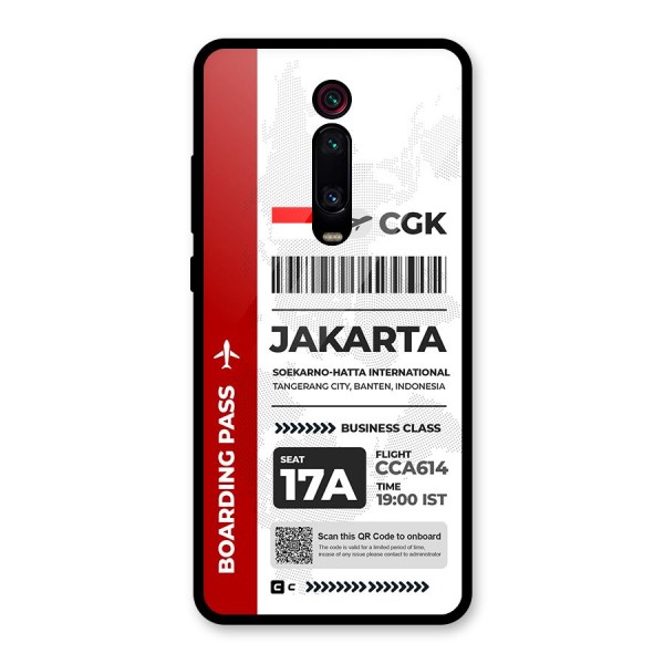 International Boarding Pass Jakarta Glass Back Case for Redmi K20