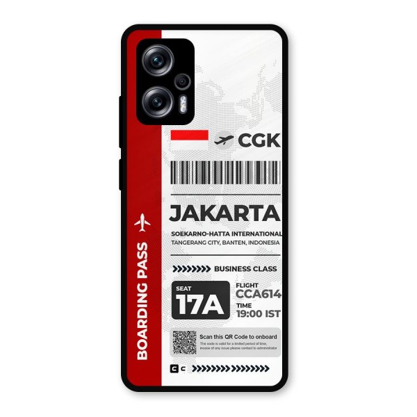 International Boarding Pass Jakarta Glass Back Case for Redmi K50i