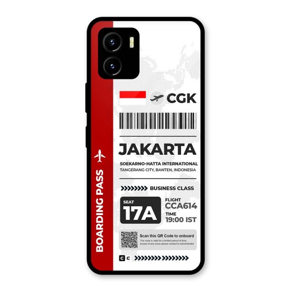 International Boarding Pass Jakarta Glass Back Case for Vivo Y15s