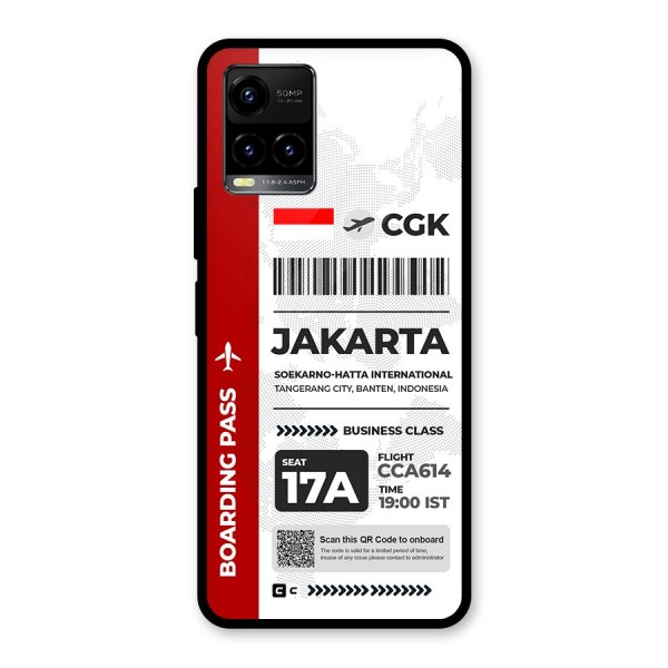 International Boarding Pass Jakarta Glass Back Case for Vivo Y21G