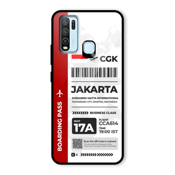 International Boarding Pass Jakarta Glass Back Case for Vivo Y30