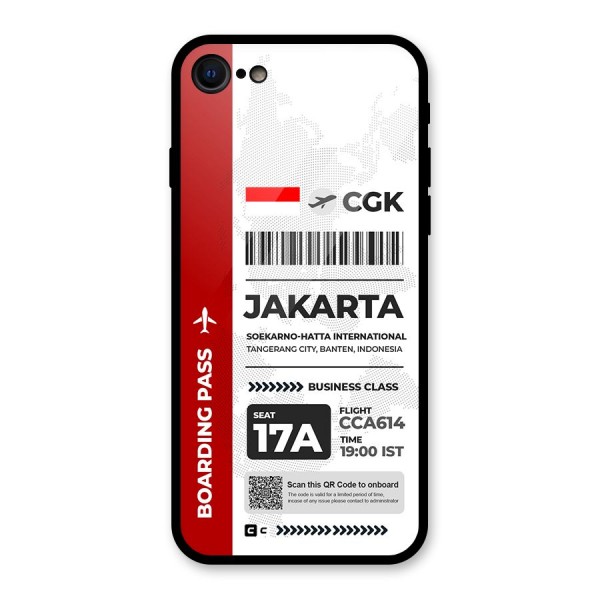 International Boarding Pass Jakarta Glass Back Case for iPhone 8