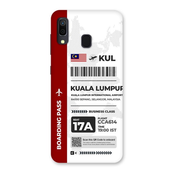 International Boarding Pass Kuala Lumpur Back Case for Galaxy A20