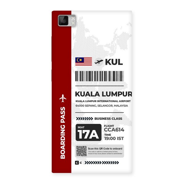 International Boarding Pass Kuala Lumpur Back Case for Mi3