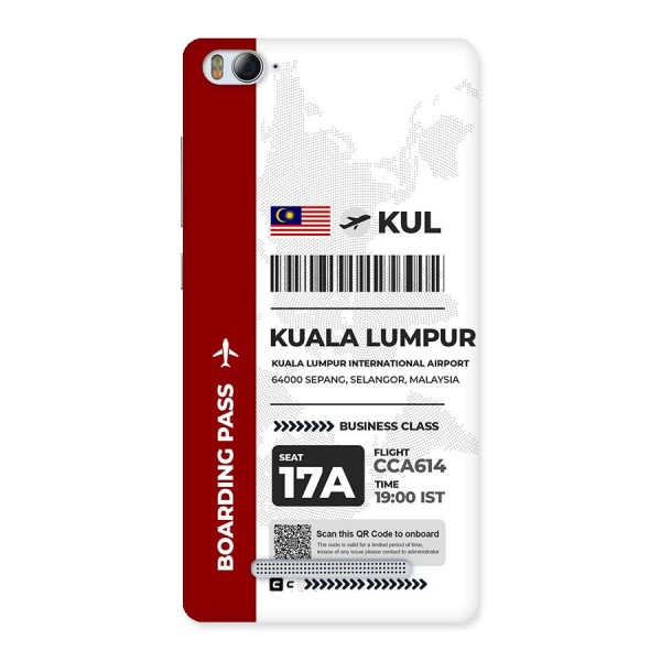 International Boarding Pass Kuala Lumpur Back Case for Mi4i