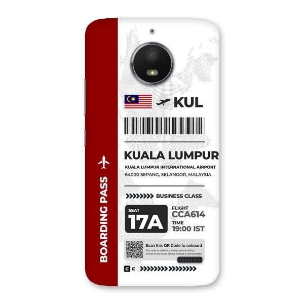 International Boarding Pass Kuala Lumpur Back Case for Moto E4