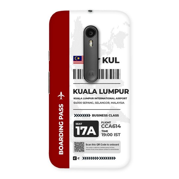 International Boarding Pass Kuala Lumpur Back Case for Moto G3