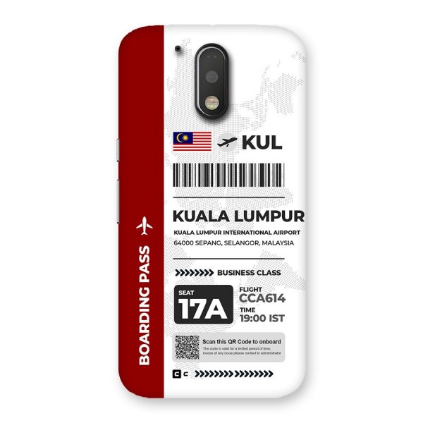 International Boarding Pass Kuala Lumpur Back Case for Moto G4