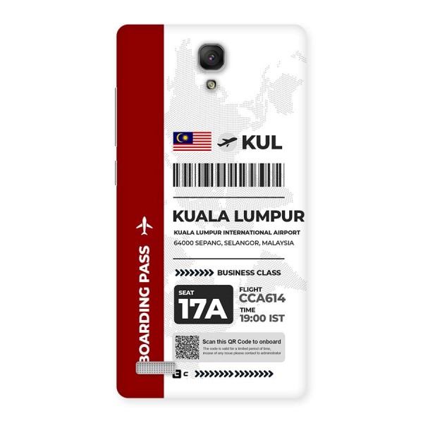 International Boarding Pass Kuala Lumpur Back Case for Redmi Note