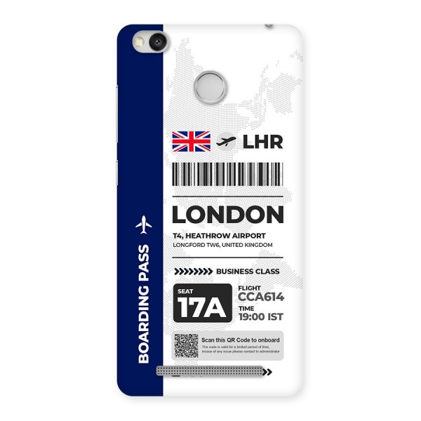 International Boarding Pass London Back Case for Redmi 3S Prime