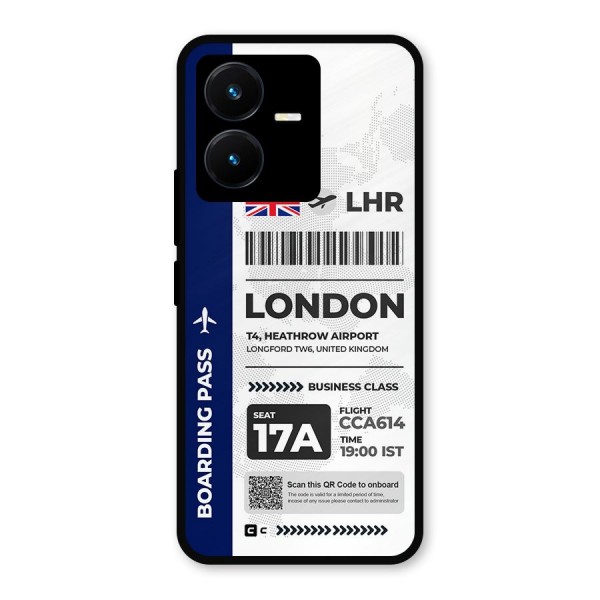 International Boarding Pass London Metal Back Case for Vivo Y22s