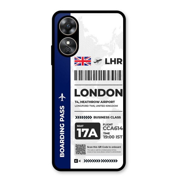 International Boarding Pass London Glass Back Case for Oppo A17