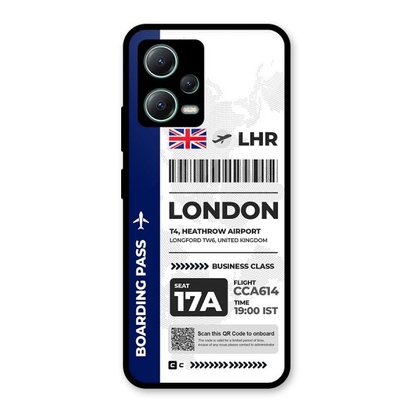 International Boarding Pass London Glass Back Case for Poco X5