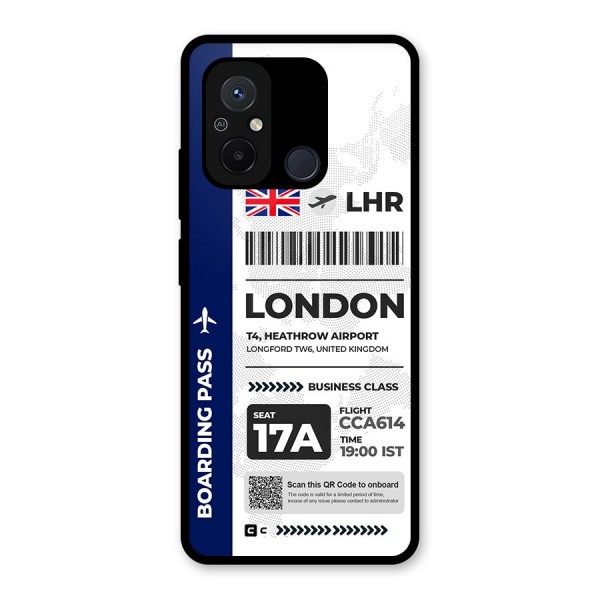 International Boarding Pass London Glass Back Case for Redmi 12C