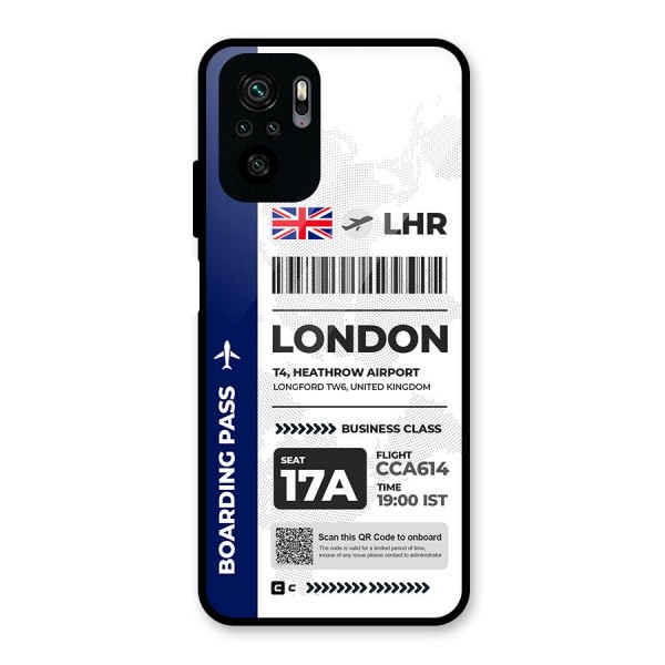 International Boarding Pass London Glass Back Case for Redmi Note 10S