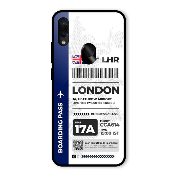 International Boarding Pass London Glass Back Case for Redmi Note 7S
