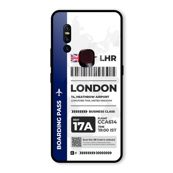 International Boarding Pass London Glass Back Case for Vivo V15