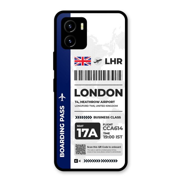 International Boarding Pass London Glass Back Case for Vivo Y15s