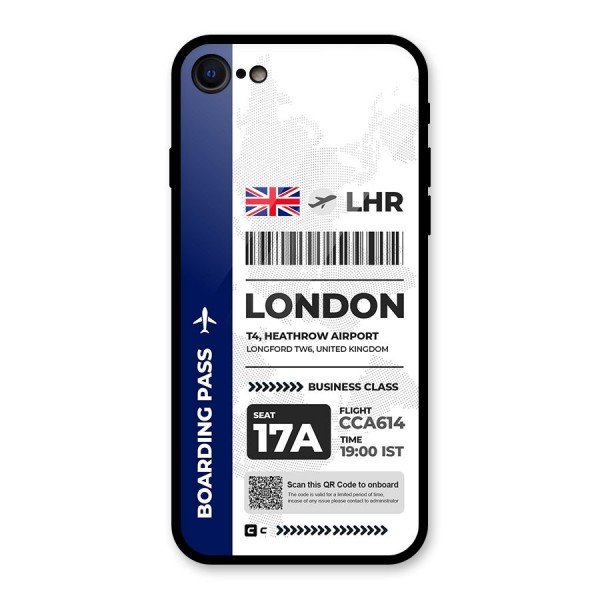 International Boarding Pass London Glass Back Case for iPhone 8