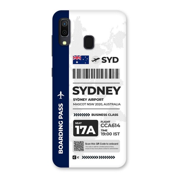 International Boarding Pass Sydney Back Case for Galaxy A20