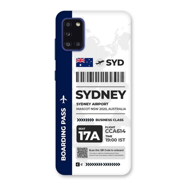 International Boarding Pass Sydney Back Case for Galaxy A31