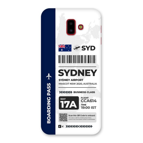 International Boarding Pass Sydney Back Case for Galaxy J6 Plus