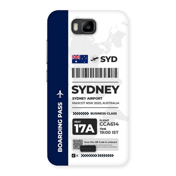 International Boarding Pass Sydney Back Case for Honor Bee