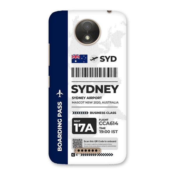 International Boarding Pass Sydney Back Case for Moto C Plus