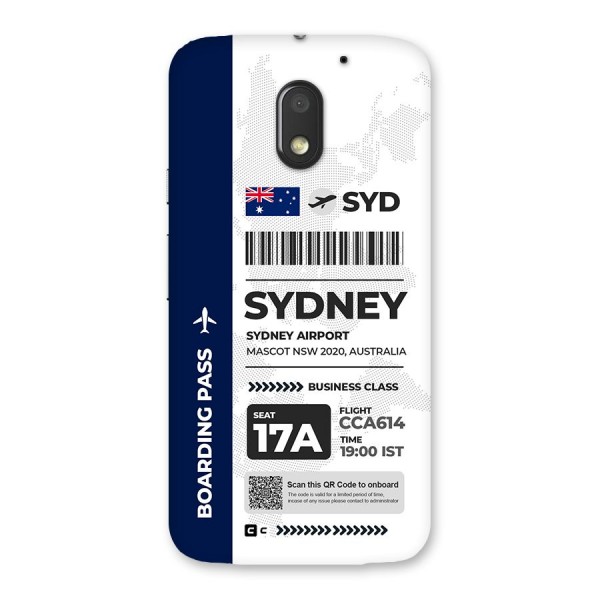 International Boarding Pass Sydney Back Case for Moto E3 Power