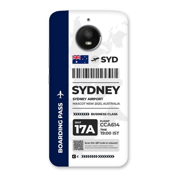 International Boarding Pass Sydney Back Case for Moto E4 Plus