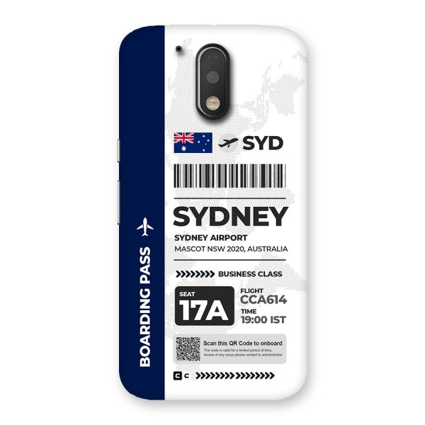 International Boarding Pass Sydney Back Case for Moto G4