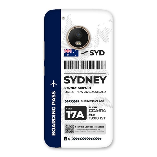 International Boarding Pass Sydney Back Case for Moto G5 Plus