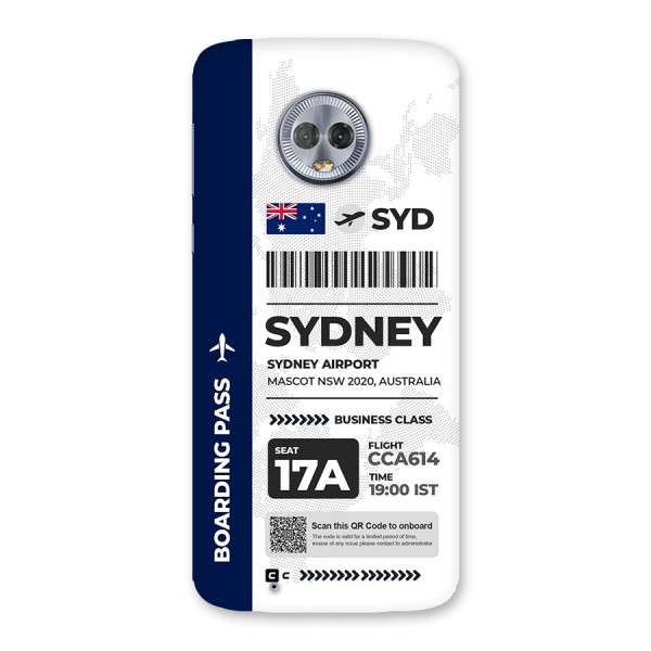 International Boarding Pass Sydney Back Case for Moto G6