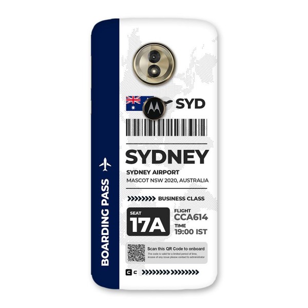 International Boarding Pass Sydney Back Case for Moto G6 Play