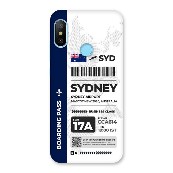 International Boarding Pass Sydney Back Case for Redmi 6 Pro