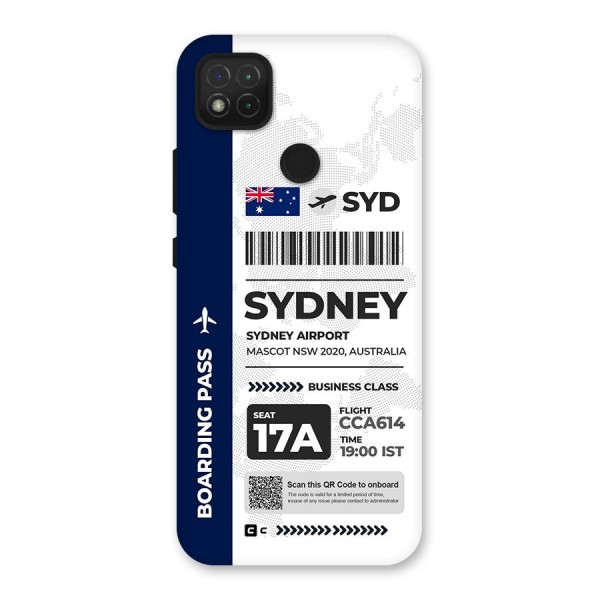 International Boarding Pass Sydney Back Case for Redmi 9