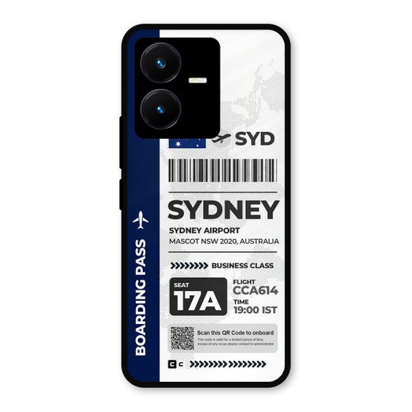 International Boarding Pass Sydney Metal Back Case for Vivo Y22s