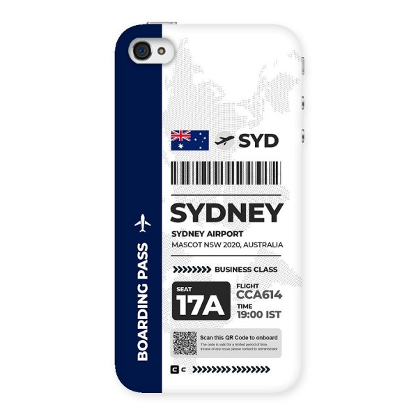 International Boarding Pass Sydney Back Case for iPhone 4 4s