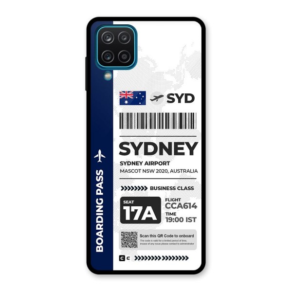 International Boarding Pass Sydney Glass Back Case for Galaxy A12