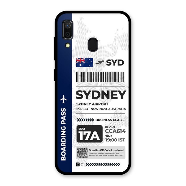 International Boarding Pass Sydney Glass Back Case for Galaxy A30