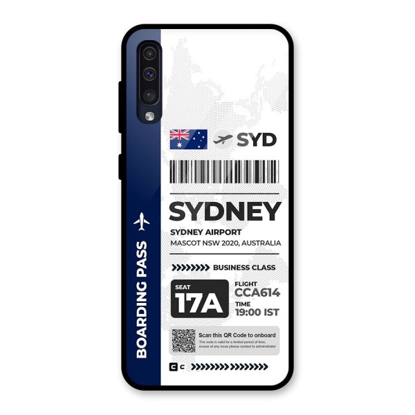 International Boarding Pass Sydney Glass Back Case for Galaxy A50s