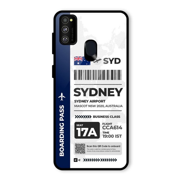 International Boarding Pass Sydney Glass Back Case for Galaxy M21