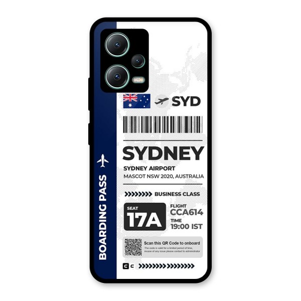 International Boarding Pass Sydney Glass Back Case for Poco X5