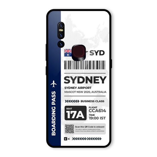 International Boarding Pass Sydney Glass Back Case for Vivo V15