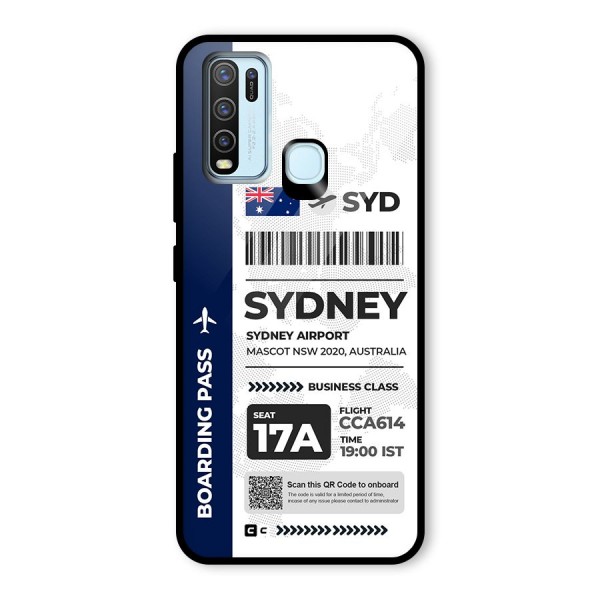 International Boarding Pass Sydney Glass Back Case for Vivo Y30