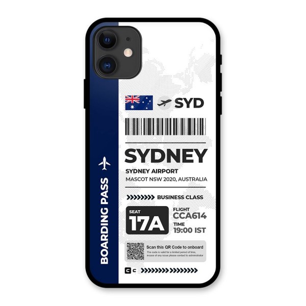 International Boarding Pass Sydney Metal Back Case for iPhone 11