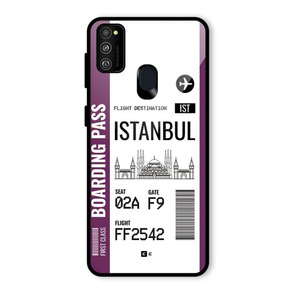 Istanbul Boarding Pass Glass Back Case for Galaxy M21