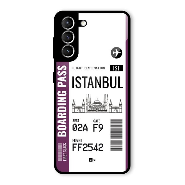 Istanbul Boarding Pass Glass Back Case for Galaxy S21 5G