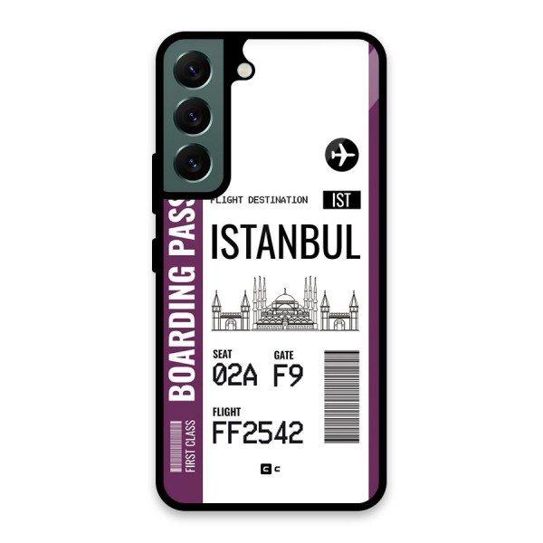 Istanbul Boarding Pass Glass Back Case for Galaxy S22 5G