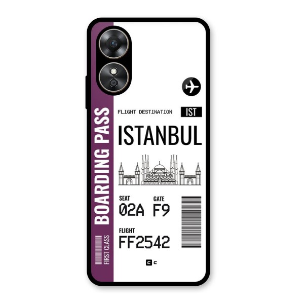 Istanbul Boarding Pass Glass Back Case for Oppo A17